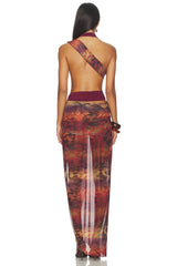 Asymmetric Draped Maxi Dress