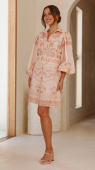 Xander Long Sleeve Mini Dress - Natural