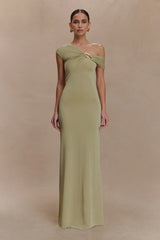 Ashford Asymmetrical Slinky Maxi Dress - Sage