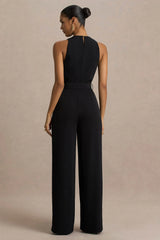 Corina | Black Cowl-Neck Jumpsuit With Tie-Detail