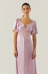 Aurelia Satin V-Neck Midi Dress