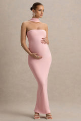 Glaze | Pink High-Neck Maternity Maxi Dress