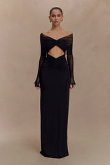 Rafaella Slinky And Mesh Maxi Dress - Black