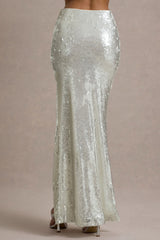 Raia | Sand Sequin Split Maxi Skirt