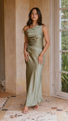 Auria Off Shoulder Maxi Dress - Olive
