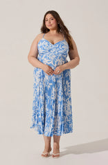 Blythe Floral Plisse Midi Dress