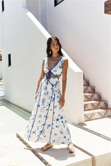 Seaside Charm Cutout Maxi Dress Blue