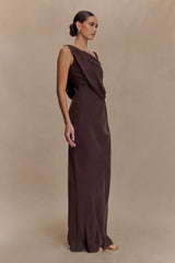Lorieanne Draped Maxi Dress - Dark Chocolate