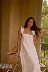 Lily 100% Linen Maxi Dress White