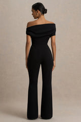 Alexandra | Black Asymmetric Draped Jumpsuit