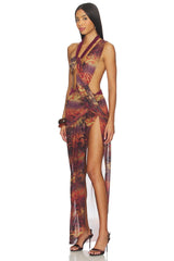 Asymmetric Draped Maxi Dress