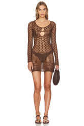 Long Sleeve Crochet Mini Dress