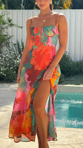 Rahima Maxi Dress - Orange Floral