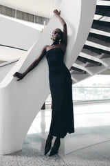 Velma Halter Collar Maxi Dress - Black