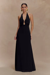 Malakhai Chiffon Halter Maxi Dress - Black