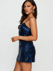 Atlaza Sequin Mini Dress Navy