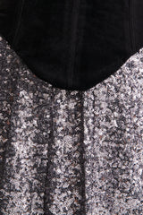 Aeris | Black Velvet And Silver Sequin Plunge-Neck Maxi Dress