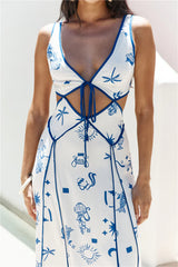 Seaside Charm Cutout Maxi Dress Blue