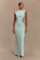 Massie Slinky And Mesh Maxi Dress - Lagoon