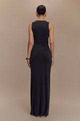 Kassidy Peached Jersey Maxi Dress - Black