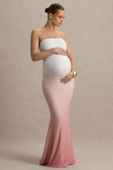 Sharnie | Pink Ombre Strapless Maternity Maxi Dress