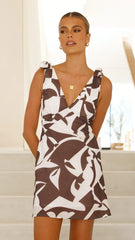 Delilah Mini Dress - Chocolate Print