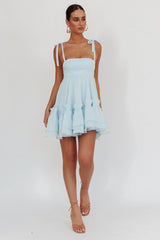 Dream Chaser Frill Hem Babydoll Dress Blue