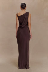 Lorieanne Draped Maxi Dress - Dark Chocolate
