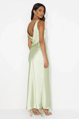 Indigo Fields Satin Maxi Dress Green