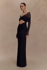Rafaella Slinky And Mesh Maxi Dress - Black