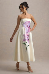 Annalise | Peony Floral Print Bandeau Skater Midi Dress