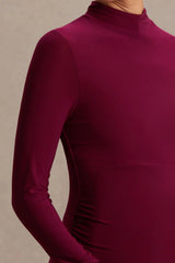 Alejandra | Burgundy Maternity Long Sleeve High Neck Maxi Dress