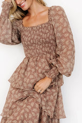 Miranda Tiered Maxi Dress | Latte Floral