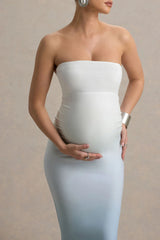 Sharnie | Blue Ombre Strapless Maternity Maxi Dress