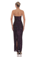 Sequin Cutout Maxi Dress in Dark Plum