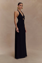 Malakhai Chiffon Halter Maxi Dress - Black