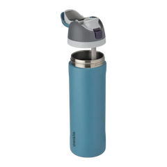 Owala FreeSip Insulated Stainless Steel Water Bottle with Straw for Sports and Travel, BPA-Free, 24-oz, Grey/Blue