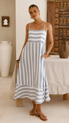 Baylee Midi Dress - Blue Stripe
