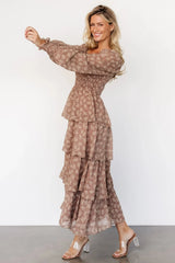 Miranda Tiered Maxi Dress | Latte Floral