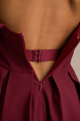 Cosima | Burgundy Bardot-Neck Midi Dress