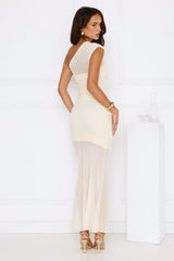 Disco Fever One Shoulder Mesh Maxi Dress Yellow