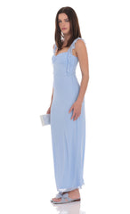 Tassel Strap Maxi Dress in Light Blue