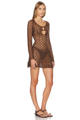 Long Sleeve Crochet Mini Dress