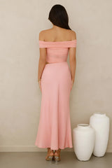 Velvet Sky Off Shoulder Mesh Maxi Dress Pink