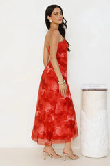Dollhouse Daze Strapless Mesh Maxi Dress Red