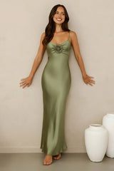 Ultimate Style Satin Maxi Dress Green