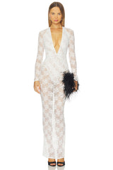 Long Sleeve V-Halter Column Dress