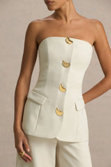 Zoey | Nude Bandeau-Neck Jumpsuit