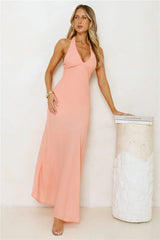 Polished Edge Halter Maxi Dress Orange