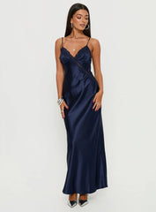 Madelene Lace V Neck Maxi Dress Navy